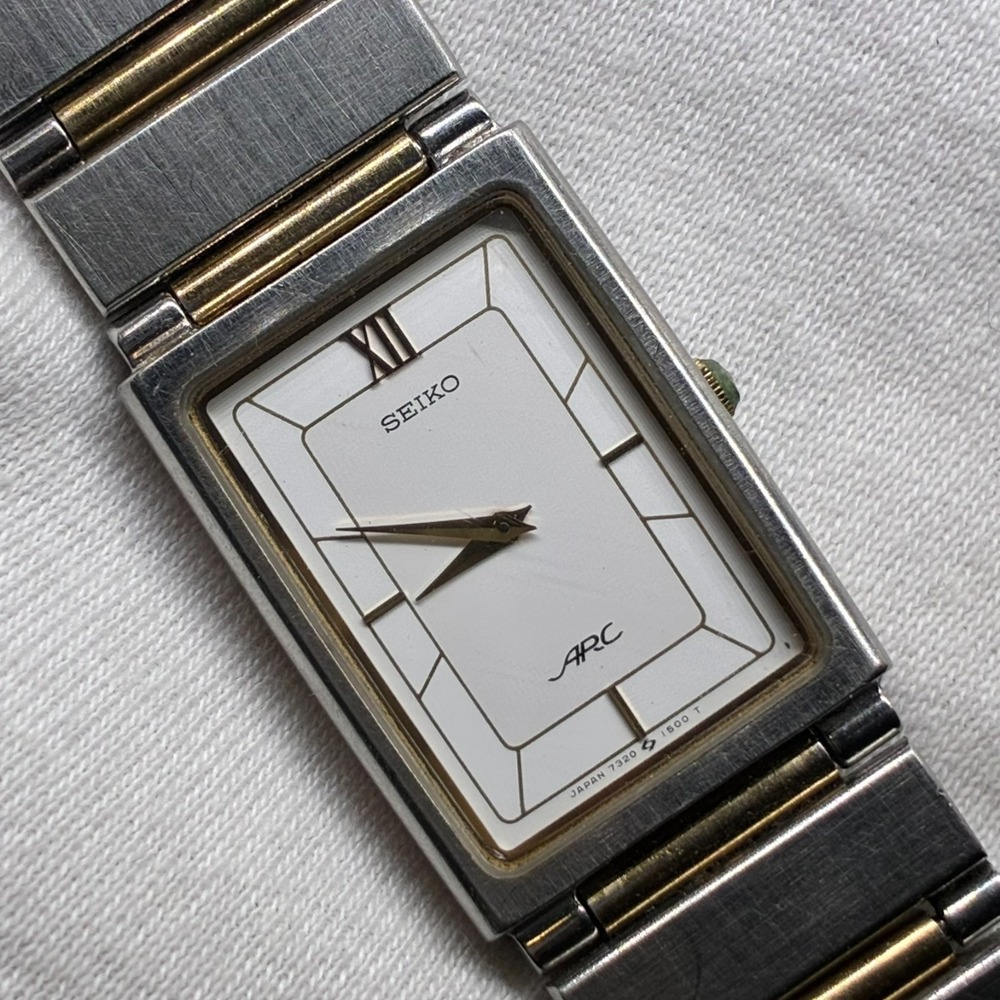 Vintage Seiko ARC Tank 7320-6360 Two-Tone Quartz Ladies  Dress Watch